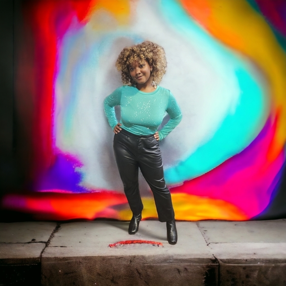 Fierce Teal Rhinestone Bodysuit - Picture 8 of 8